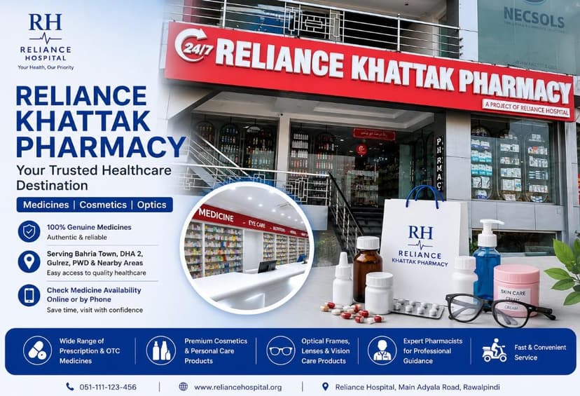 Reliance Khattak Pharmacy Expands Services with Genuine Medicines, Cosmetics & Optical Products for Patients Across Rawalpindi